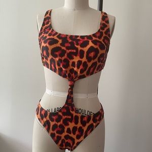 Orange Cheetah Print Monokini
